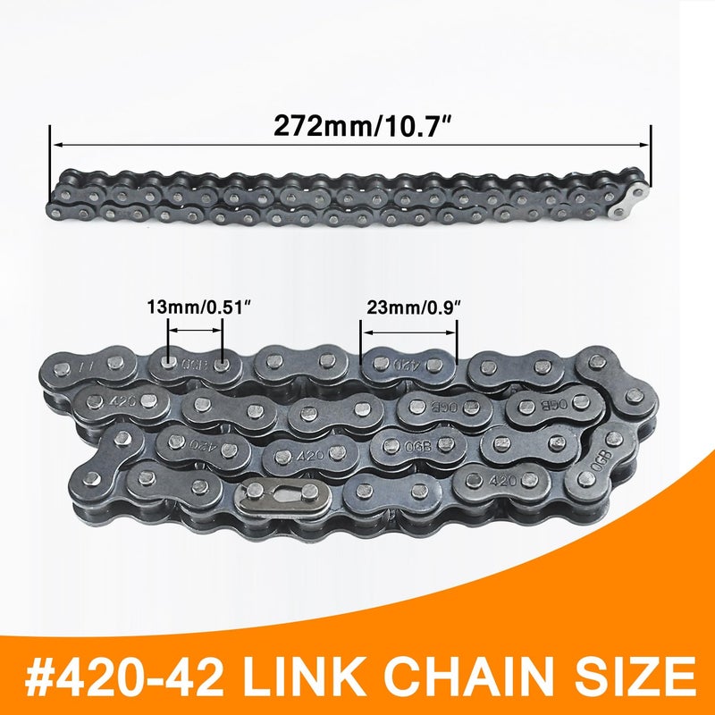 HOLATO Front #420 Roller Chain 42 + Rear 90 Link with Drive Chain Breaker Kit for 196cc 212cc 6.5hp Coleman CT200U CT200U-EX BT200X Baja Warrior Hensim Massimo MB165 MB200 Mini Bike Heavy Duty Parts - Image 4